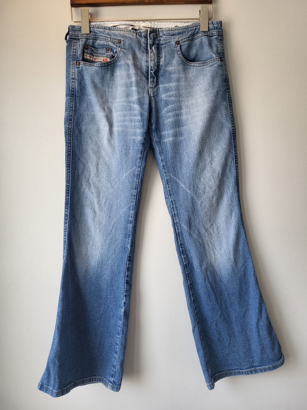 Diesel Vintage Y2K Low Rise Yoke Seam  Light Blue Flared Jeans